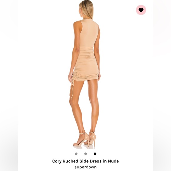 Superdown Cory Ruched Side Dress in Nude size S - Picture 3 of 5